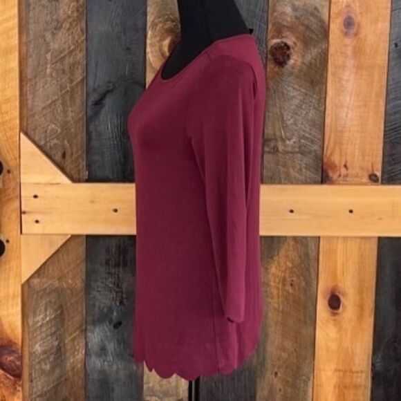 41 Hawthorn Burgundy Red Claudess Scallop Top Size S - Picture 5 of 7